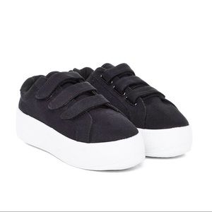 Black Velcro platform shoes never worn !!